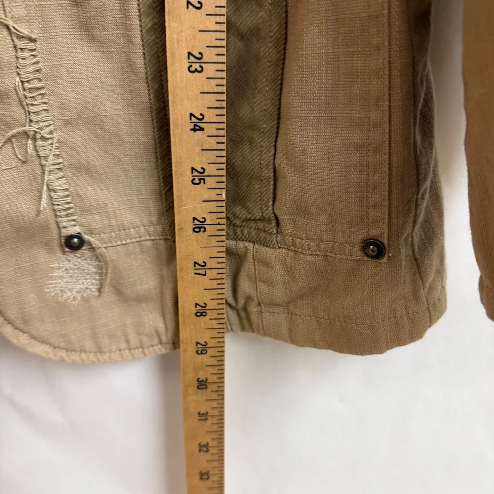 Caffeine Culture VTG Y2K Mens Tan Utility Jacket Blazer Elbow Patch Camo Lined L